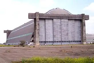 Hangar No. 2 at MCAS Tustin, designed to accommodate airships and blimps, 1,072 ft (327 m) long, 292 ft (89 m) wide and 192 ft (59 m) tall.