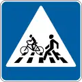 Pedestrians and Cyclist crossing crossing (placed on right side of road)