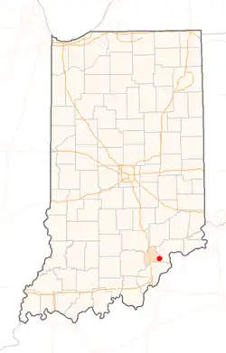 Location of Lexington in the state of Indiana