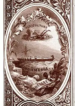 Tennessee state coat of arms from the reverse of the National Bank Note Series 1882BB