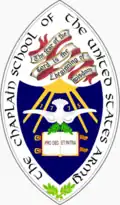 Current US Army Chaplain Center and School device (although device still reads "The Chaplain School of the United States Army"), with no specific religious symbols, February 11, 1993