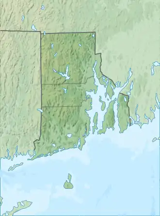 Location of Quicksand Pond in Rhode Island, USA.