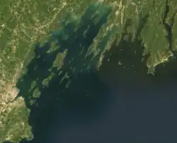 A United States Geological Survey satellite image of Casco Bay