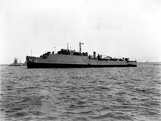 USS Casa Grande (LSD-13) at Hampton Roads 1951.