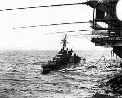 USS English refueling from USS Independence in October 1962