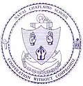 Non-color rendering, US Naval Chaplains School Seal (Coat of Arms), 1955, with hand symbols representing religious rituals