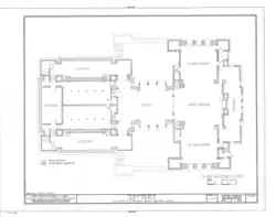 Floor plan of the foyer and Unity House's lower level