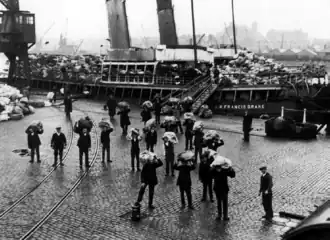 Image 46Unloading mail by hand from the Sir Francis Drake at Millbay Docks, March 1926 (from Plymouth)