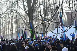 University student organisations setting up flags to celebrate Independence Day in Tartu (2013)