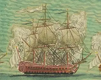 Guerrier (1754) at the Battle of Minorca (1756)