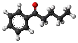 Ball-and-stick model of the valerophenone molecule