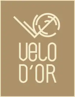 Logo for Vélo d'Or award, depicting a stylized bicycle wheel in gold