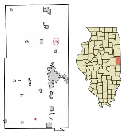 Location of Indianola in Vermilion County, Illinois.