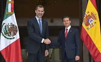 King Felipe VI and President Enrique Peña Nieto in Mexico City, 2015.