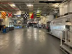 View of the forward hangar deck of the USS Hornet Museum, 2022