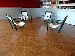 Oak floor mosaic in the playroom.