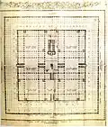 The floor plan of the Hamburg model corresponds to the temple plan made by Juan Bautista Villalpando in Ezechielem Explanationes (1604).