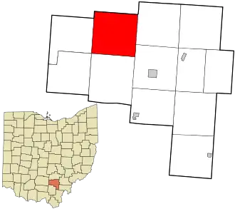 Location in Vinton County and the state of Ohio.