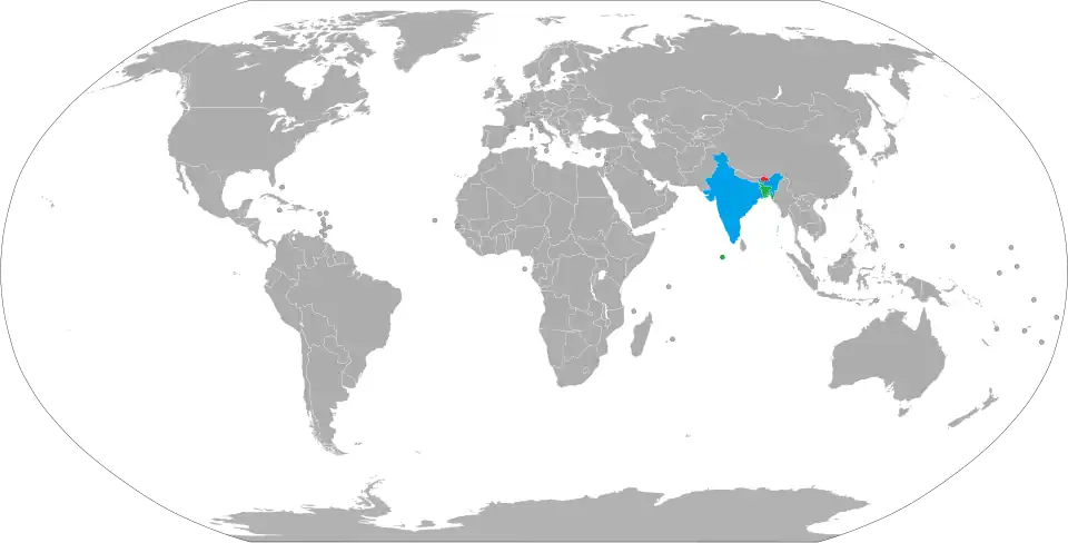 Visa policy of Bhutan, showing the free movement arrangement between India and Bhutan