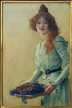 Vojtěch Hynais, Woman with violets (1900)