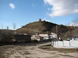 Vysichka with the castle ruins on the hill