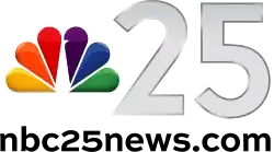 The NBC peacock next to a sans serif "25" in silver, with the URL below "nbc25news.com"