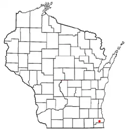 Location of Yorkville, Wisconsin