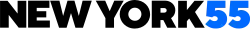 The words "New York 55" in a bold sans-serif font. "New York" is in black and "55" is in light blue.