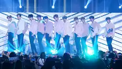 Wanna One performing at a concert in 2017