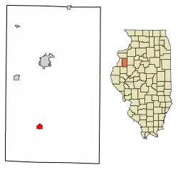 Location of Roseville in Warren County, Illinois