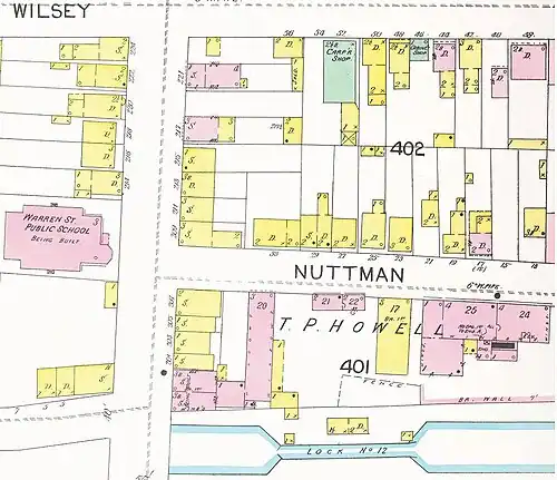 Warren Street School from c. 1892 map of Newark