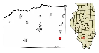 Location of Radom in Washington County, Illinois.