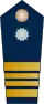 Blue epaulette with a silver button and big, small, small, big golden stripe