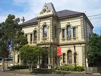 Waterloo Town Hall, Waterloo, New South Wales, with Victorian Italianate and Victorian Second Empire architectural elements. Completed 1881