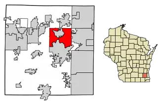 Location of Pewaukee in Waukesha County, Wisconsin