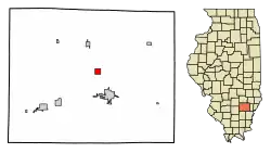 Location of Jeffersonville in Wayne County, Illinois.