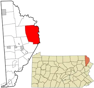 Location in Wayne County and the state of Pennsylvania.