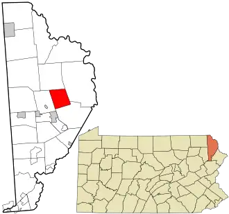 Location in Wayne County and the state of Pennsylvania.