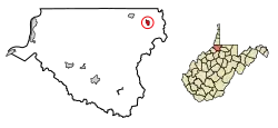 Location of Hundred in Wetzel County, West Virginia.