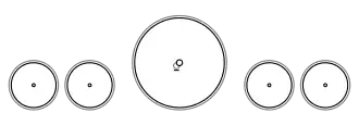 Diagram of two small leading wheels, a single large driving wheel and two small trailing wheels