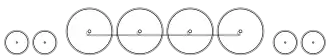 Diagram of two small leading wheels, four large driving wheels joined by a coupling rod, and two small trailing wheels