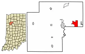 Location of Idaville in White County, Indiana.