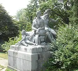 Remaining statue, "Le Loire et Le Loiret," casting by Henri-Léon Gréber, of the original by Corneille Van Clève.