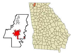 Location in Whitfield County and the state of Georgia