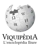 Wikipedia logo displaying the name "Wikipedia" and its slogan: "The Free Encyclopedia" below it, in Catalan