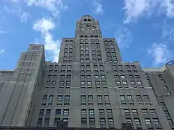 The eastern facade of the Williamsburgh Savings Bank Tower as seen from the ground