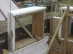 Window frames are placed in the forms.