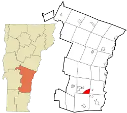 Location in Windsor County and the state of Vermont.