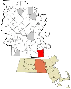 Location in Worcester County and the state of Massachusetts