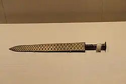 Bronze Yue sword with criss cross pattern